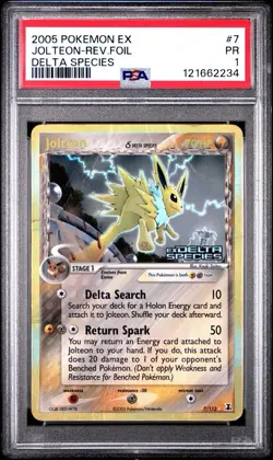 PSA 1 Jolteon 7/113 EX Delta Species Reverse Holo 2005 Pokemon PR - Image 1
