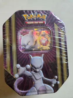 Pokemon TCG:Mewtwo Ex Triple Power Collector Tin. Wrapping is peeling (dented) - Image 1