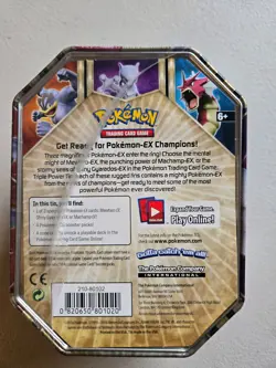 Pokemon TCG:Mewtwo Ex Triple Power Collector Tin. Wrapping is peeling (dented) - Image 3