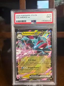 2025 Pokemon JTG EN Salamence ex 114/159 Sv09: Journey Together Holo Mint PSA 9 - Image 1