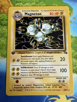 Pokemon Magneton 1st Edition Fossil 26/62 Non Holo Rare Near Mint - Image 1