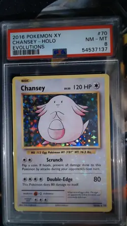 2018 Pokemon Chansey Holo 70/108 XY Evolutions PSA 8 (light holo bleed) - Image 1