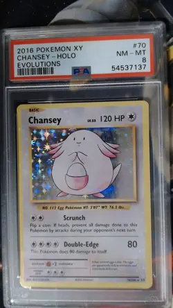 2018 Pokemon Chansey Holo 70/108 XY Evolutions PSA 8 (light holo bleed) - Image 2