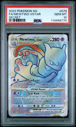 Mewtwo VStar Rainbow Secret Rare | PSA 10 | 2022 Pokemon GO #79 - Image 1