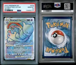 Mewtwo VStar Rainbow Secret Rare | PSA 10 | 2022 Pokemon GO #79 - Image 3