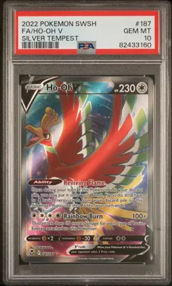 2022 POKEMON SWORD & SHIELD SILVER TEMPEST #187 FULL ART/HO-OH V PSA 10 - Image 1