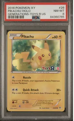 2016 Pokemon Pikachu 26/83 XY Generations Holo STAMPED Toys R Us Promo PSA 8 - Image 1