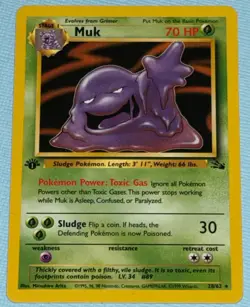 Pokemon Muk Fossil 1st Edition NM/M 28/62 CCG 1999 Non-Holo Rare - Image 1