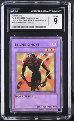 CGC 9 MINT Flame Ghost LOB-029 1st Edition LOB Yu-Gi-Oh - Image 1