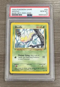 Weedle - PSA 10 Gem Mint - 1999 - 2000 BASE SET 69/102 Pokemon Graded Card Game - Image 1