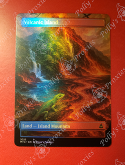 Volcanic Island FOIL Dual Land Proxy Card with Custom Art Design - Image 1