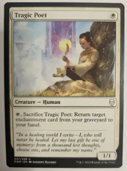 MTG Magic The Gathering Card Tragic Poet Creature Human White Dominaria 2018 - Image 1