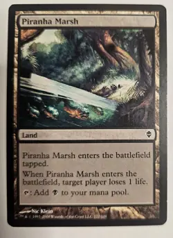 MTG Magic The Gathering Card Piranha Marsh Land Zendikar - Image 1
