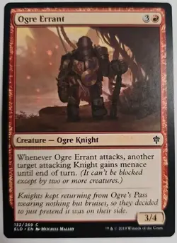 MTG Magic The Gathering Card Ogre Errant Creature Ogre Knight Red Throne Of Eldr - Image 1