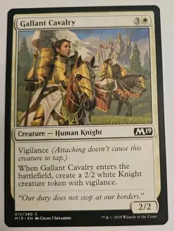 MTG Magic The Gathering Card Gallant Cavalry Creature Human Knight White M19 - Image 1