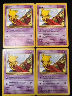 x4 Lot - Abra 49/82 Team Rocket Common - WOTC Pokemon Card - LP/NM - Image 1