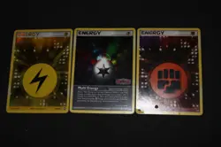 3 Pokemon Card Lot PL-HP (Holo Lightning Energy, Fighting Energy Power Keepers+) - Image 1
