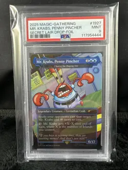 2025 MTG SECRET LAIR X SPONGEBOB 1927 MR. KRABS, PENNY PINCHER FOIL PSA 9 Mint - Image 1