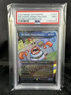 2025 MTG SECRET LAIR X SPONGEBOB 1927 MR. KRABS, PENNY PINCHER FOIL PSA 9 Mint - Image 1