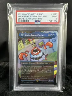 2025 MTG SECRET LAIR X SPONGEBOB 1927 MR. KRABS, PENNY PINCHER FOIL PSA 9 Mint - Image 1