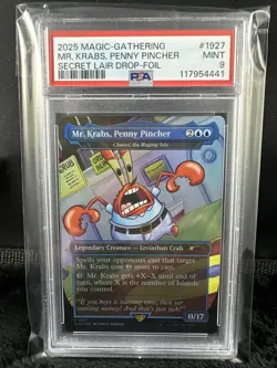 2025 MTG SECRET LAIR X SPONGEBOB 1927 MR. KRABS, PENNY PINCHER FOIL PSA 9 Mint - Image 1