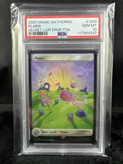 2025 MTG Magic The Gathering SpongeBob Secret Lair Plains Foil #1939 PSA 10! - Image 1