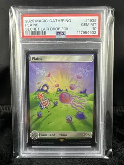 2025 MTG Magic The Gathering SpongeBob Secret Lair Plains Foil #1939 PSA 10! - Image 1