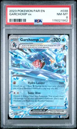 2023 POKEMON PAR EN-PARADOX RIFT #038 GARCHOMP EX PSA 8 - Image 1