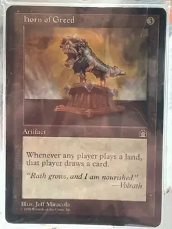 MTG -HORN OF GREED- stronghold rare light play - Image 1