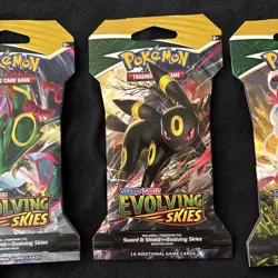 x3 Pokemon TCG Evolving Skies Sleeved Booster Packs - Umbreon, Sylveon, Rayquaza - Image 3