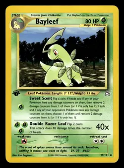 Bayleef 29/111 1st Edition Neo Genesis Pokemon Card - Image 1