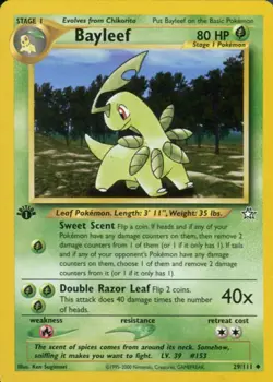 Bayleef 29/111 1st Edition Neo Genesis Pokemon Card - Image 1