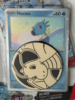 POKEMON TCG SCARLET & VIOLET STELLAR CROWN PACK, HORSEA PROMO CARD, COIN - Image 2
