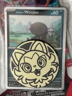 POKEMON TCG SCARLET & VIOLET OBSIDIAN FLAMES PACK, WOOPER PROMO CARD, COIN - Image 2