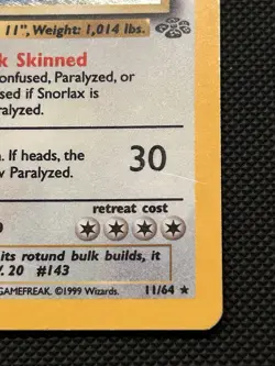 Snorlax - 11/64 - Pokemon Jungle Unlimited Holo Rare Card WOTC LP/MP - Image 2