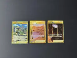 Pokemon English Gold Secret Rare Stadium 3-card Lot: Collapsed, Gapejaw, Magma.. - Image 1