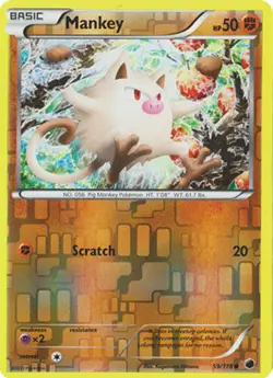 Pokemon - Mankey - 59/116 - Common - Reverse Holo - Plasma Freeze - NM - Image 1