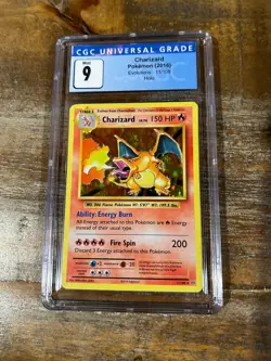 POKEMON 2016 Evolutions CHARIZARD Holo #11 CGC 9 Mint RARE - Image 1