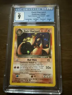 2000 Dark Charizard Team Rocket Holo Pokemon Card 4/82 CGC 9 Blue Label Subs - Image 1