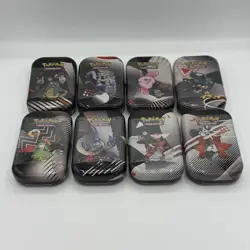 Pokemon Black Bolt White Flare Full Art Set Unova Mini Tin Sealed (8 Tins) New - Image 1