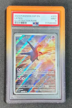 2024 POKEMON SURGING SPARKS ILLUSTRATION RARE #203 LATIOS PSA 9 MINT - Image 1