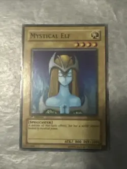 YuGiOh 2002 Konami 1st Edition LOB-062 Super Rare Mystical Elf Asian English - Image 1