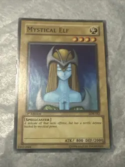 YuGiOh 2002 Konami 1st Edition LOB-062 Super Rare Mystical Elf Asian English - Image 4