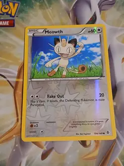 Pokemon Meowth Reverse Holo Card 106/149 BCR Boundaries Crossed NM - Image 1