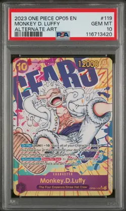 One Piece Monkey D Luffy OP05-119 Alt Art PSA 10 Gear 5 English Card Card - Image 1