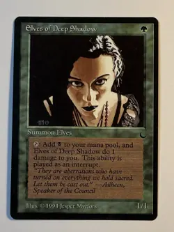 MTG Elves of Deep Shadow - English The Dark Magic 1994 (Jesper Myrfors) Green LP - Image 1