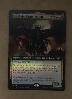 Foil Akul the Unrepentant - Extended Art Outlaws of Thunder Junction NM MTG - Image 1