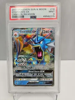2017 POKEMON SUN & MOON GYARADOS GX CRIMSON INVASION #18 Hoil Foil Card PSA 9 - Image 1