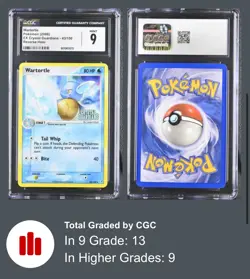 Pokemon EX Crystal Guardians 43/100 Wartortle Reverse Holo Uncommon CGC 9 MINT - Image 1