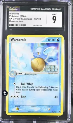 Pokemon EX Crystal Guardians 43/100 Wartortle Reverse Holo Uncommon CGC 9 MINT - Image 2